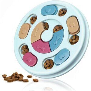 Interactive Dog Puzzle Toy - Blue, Pink, Tan